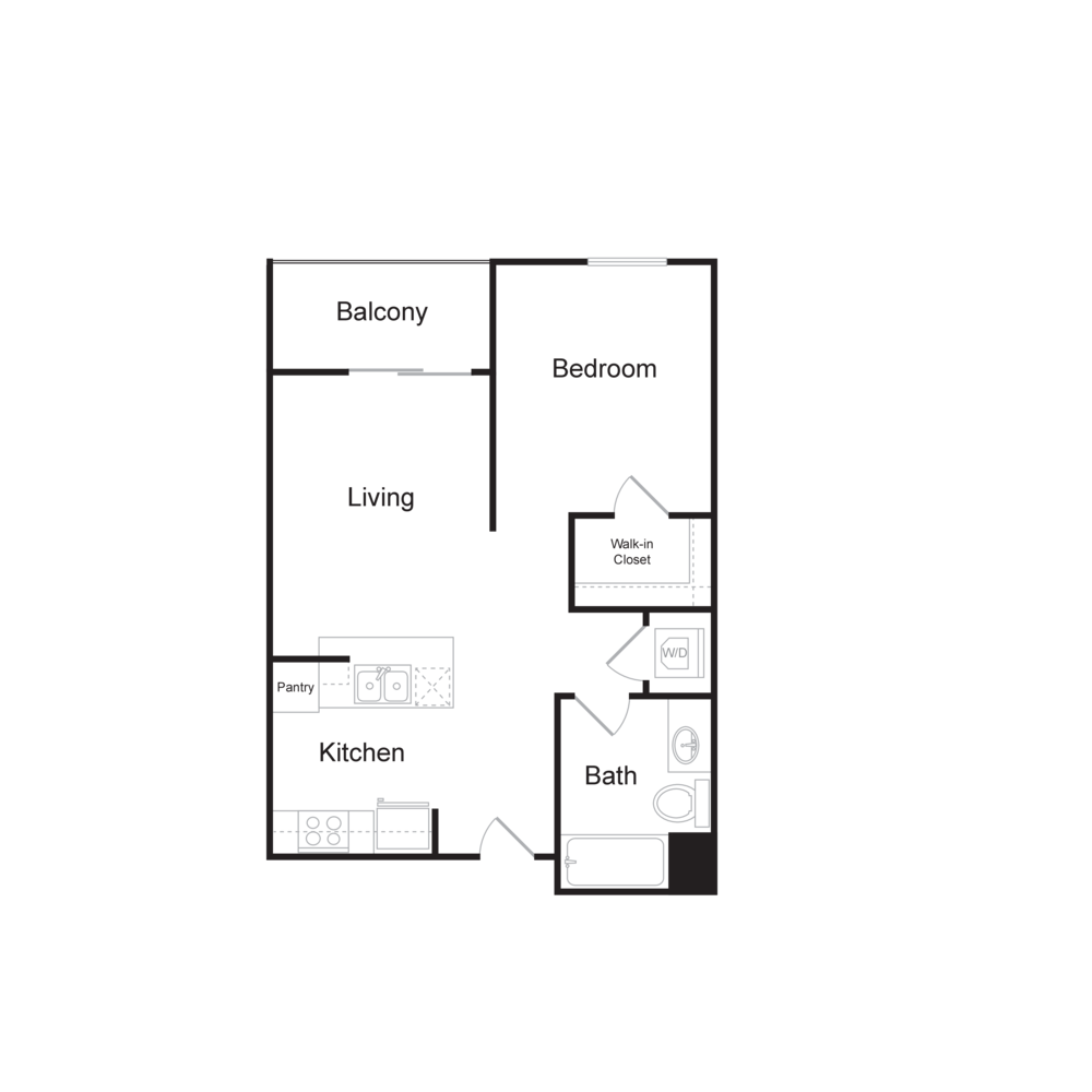 Floor Plan A2 - 1 bedrooms / 1 bathrooms