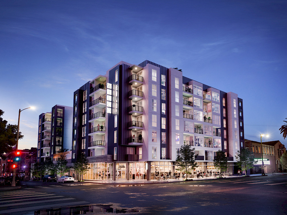 Wilco Apartments at dusk